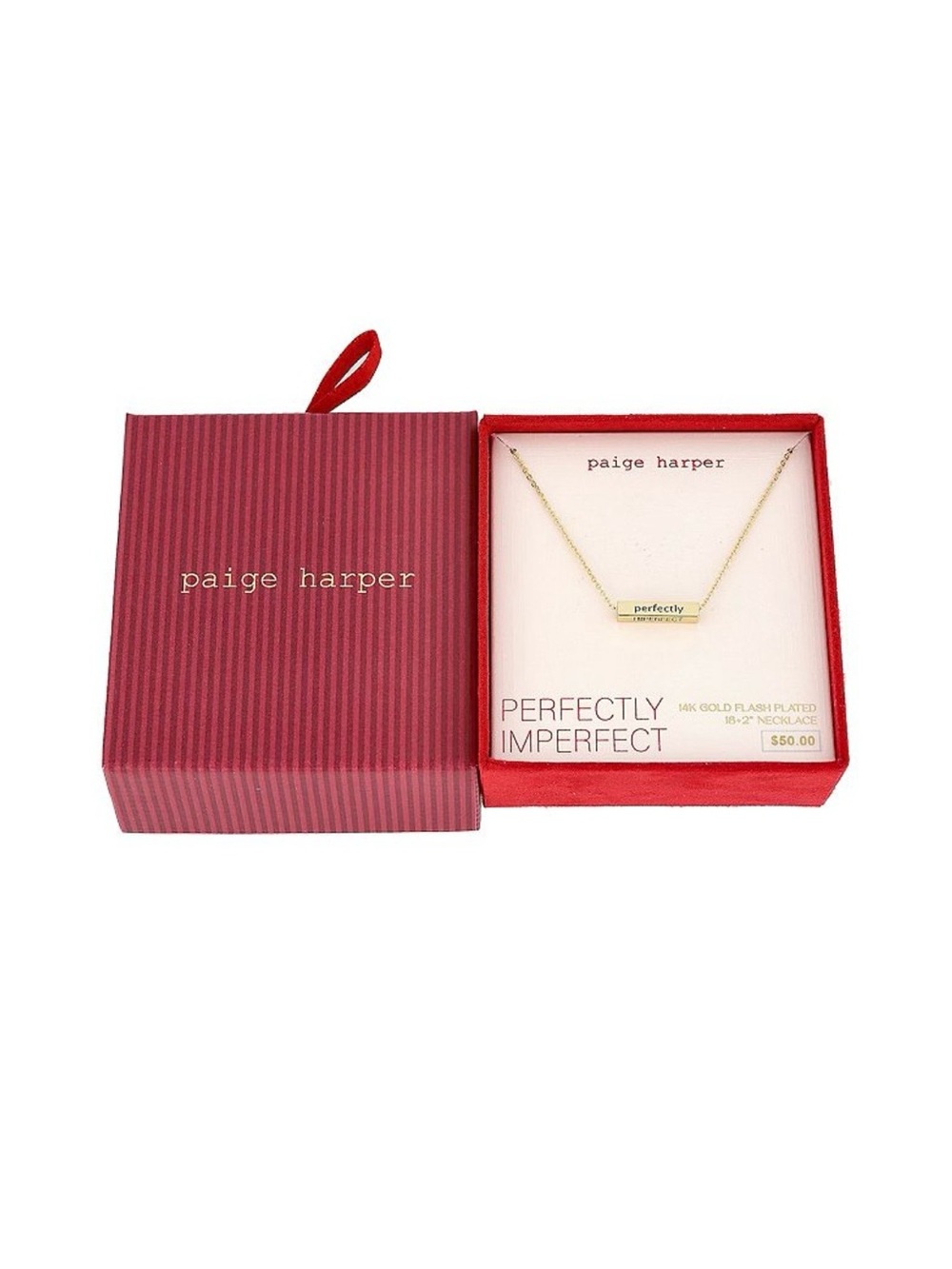 Paige Harper 14k Gold Plated “Perfectly” & “Imperfect” Necklace, NIB